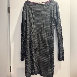 NEW! WITH TAGS! H&M Grey Polka Dot Sweater Dress Sz M Pull-on Tie Waist Detail